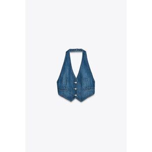 ZARA TIE DENIM TOP